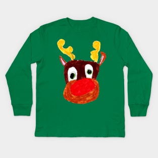 Rudolph Kid Drawing Kids Long Sleeve T-Shirt